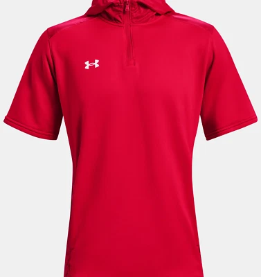 Under Armour Hombre Command Sudadera con Capucha S Ajuste Suelto 1/4 Cremallera Manga Corta Roja Nueva con Etiquetas Foto 1 de 4
