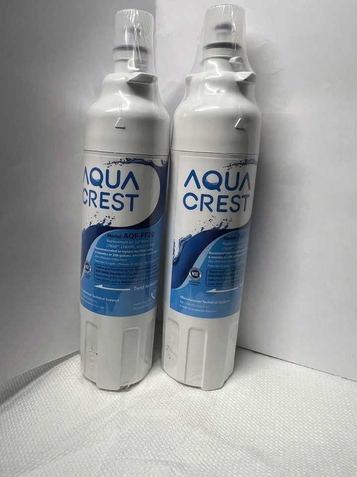 (2) AQUA CREST ADQ73613401 Refrigerator Water Filter, Replacement LG AQF-FF20 - Image 1 of 1