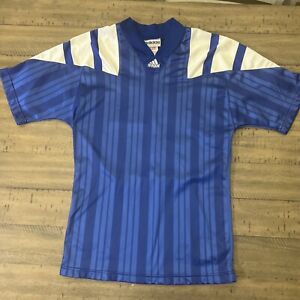 ADIDAS 80s 90s VINTAGE FOOTBALL SOCCER JERSEY ADIDAS SOCCER BLUE Made In USA #24