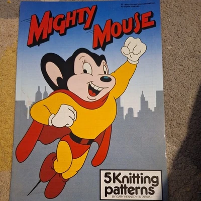 Mighty Mouse 5 Knitting Patterns 4 Ply 24"-44" Intarsia Booklet - Image 1 of 4