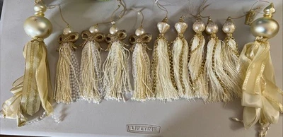 Flecos de borla con cuentas de oro y plata - Lote de 11 - Navidad/Artesanía, etc. Foto 1 de 4