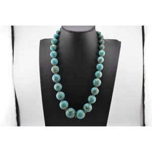 Navajo Handmade Mosaic Turquoise Sterling Necklace - Picture 1 of 3