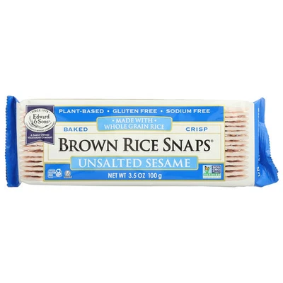 Brown Rice Snaps®, Unsalted Sesame, 3.5 oz (100 g) - Image 1 of 2