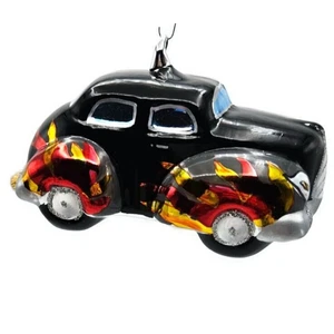 Christopher Radko Hot Wheels Negro Hot Rod Coche Árbol de Navidad Adorno 98-1420 - Imagen 1 de 10