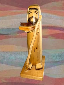 St. Gregory Santos 7" Carved Wood Folk Art Saint by Bob O’Rourke NM Vintage - Picture 1 of 8