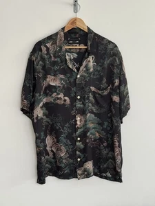 Allsaints “Thicket” Short Sleeve Holiday Shirt Floral Tiger Black XXL/Relaxed - Picture 1 of 11