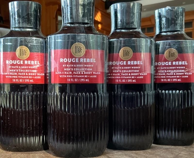 4 (FOUR) ROUGE REBEL 10oz HAIR FACE & BODY WASH Men’s Bath and Body Works - Image 1 of 3