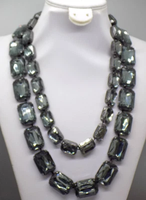 Set of TWO sizes Joan Rivers Classic Collection Necklace Green Blue Lucite Stone - Image 1 of 4