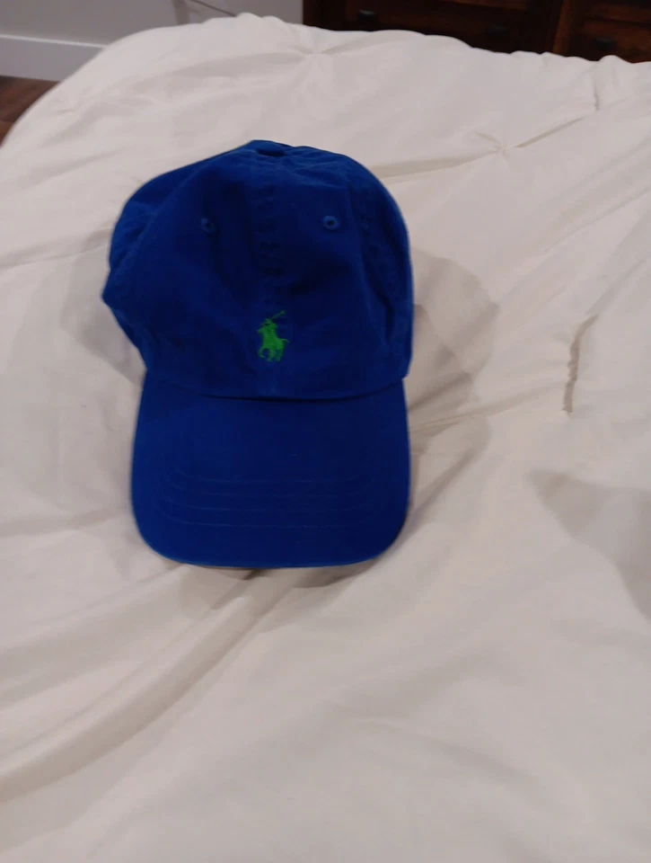Polo Ralph Lauren Clásico Azul Con Verde Pomy Gorra Ajustable Foto 1 de 4