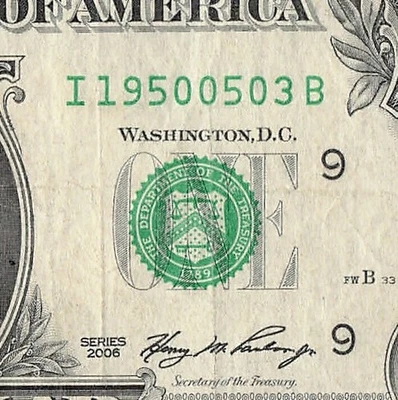 MAR 05 1950 Birthday Fancy Serial Number Date Note One Dollar Bill 03 05 1950 - Image 1 of 4