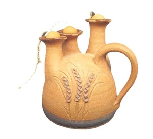 Handmade Ceramic Oil Light Corn Design Three Lights Signed Native Folk Art Style - Picture 1 of 6