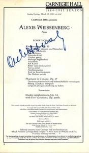ALEXIS WEISSENBERG Legendary Pianist Autographed Carnegie Hall Program, 1985 - Picture 1 of 1