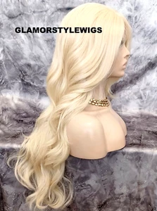 FREE PART LACE FRONT FULL WIG LONG WAVY LAYERED BLEACH BLONDE #613 HEAT OK NWT - Picture 1 of 7