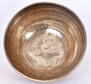 Master Healing Bowl-Chinese Dragon Etching Bowl-Tibetan Bowl-Sound Therapy Bowl - Picture 1 of 6