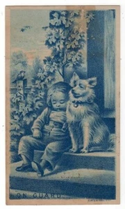 RUNYAN THE BLUE FRONT GROCER 2 VICTORIAN TRADE CARDS CHILDREN - Picture 1 of 4