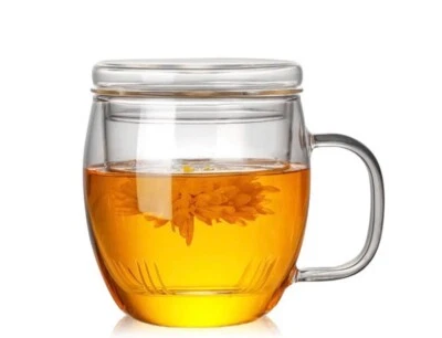 Taza de té de cristal con mango de hervidor de agua de 1 taza de té transparente infusor de té Foto 1 de 2