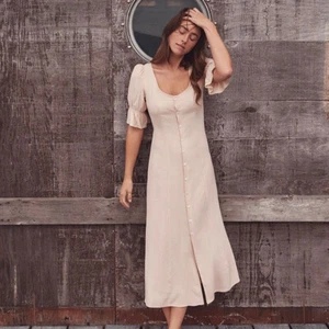 Vestido midi Christy Dawn Lennon talla XS-S caramelo crema volantes abotonados - Imagen 1 de 13
