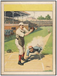 3664 Baseball Safe at home Poster.Sport Art Decorative.Home interior design - Picture 1 of 1