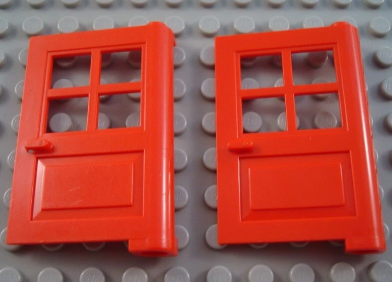 LEGO Lot of 2 Red 1x4x5 4 Pane Doors - Image 1 of 1