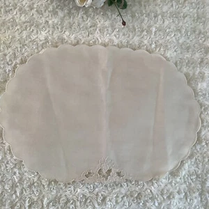 6 manteles individuales florales vintage marfil finos borde festoneado transparente recortados mesa 13"x19" - Imagen 1 de 7