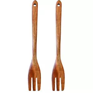 2 Stück Langer Griff Holzgabel Mischgabel Kochgabeln Holzgabel Kochgeschirr Neu - Bild 1 von 9