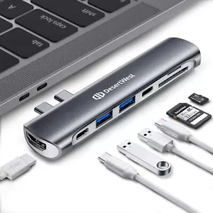 USB C Hub 7-2 Data Hub Thunderbolt 3 USB C 100W PD HDMI Adapter for MacBook Pro - Picture 1 of 7