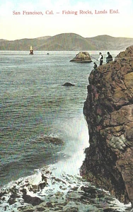 VIntage Postcard-San Francisco, CA, Fishing Rocks, Lands End - Picture 1 of 2