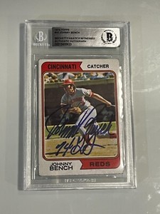 1974 Topps #10 - Johnny Bench - "74 GG"  Signed - Beckett BAS