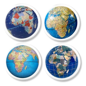 Map Cabinet Knobs – Africa Globe Design – Set of 4 Travel Decor Drawer Pulls - Picture 1 of 9