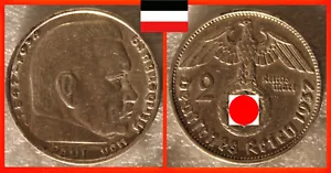 DEUTSCHES REICH 2 REICHSMARK 1937 A BERLIN * PAUL VON HINDENBURG ss Jäger 366 - Picture 1 of 3