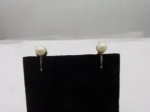 Vintage goldfarbene & weiße Glasimitatperlen Ohrstecker Stil Clip auf Ohrringe 0,25 #39u - Bild 1 von 4