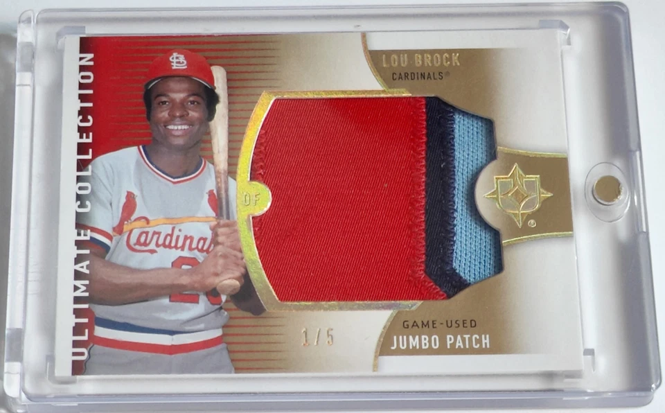 2008 Upper Deck Ultimate Collection Lou Brock Jumbo Patch Relic UJ-LB #'d 1/5 - Image 1 of 1