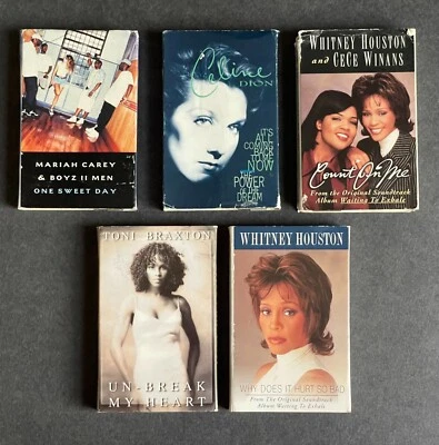 Vintage 5 Cassette Tapes : Celine Dion, Whitney Houston, Mariah Carey, Braxton - Image 1 of 4