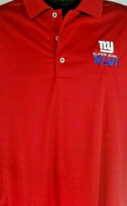 adidas climate ny giants super bowl xlvi champs red small  golf polo shirt used - Picture 1 of 6