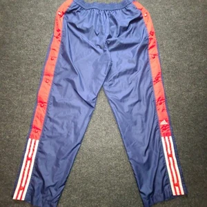 Adidas Team Tearaway Track Pants Men's L Rare Blue/Red/White Snap Vintage Pants - Picture 1 of 11