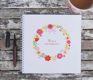 Flower Wreath Notebook Birthday Gift Idea Mum Mother's Day Mothering Sunday  - Picture 1 of 1