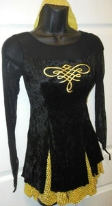  Irish Dance Costume Black Velvet dress w/Sequin underskirt trunks  medium child - Picture 1 of 9