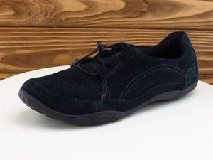Clarks Size 9 Sneaker Black Leather Medium (B, M) Drawstring Women - Picture 1 of 11
