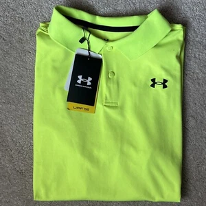 Under Armour Performance Loose Fit NEON Yellow SS Polo Shirt Boys Size YXL NWT - Picture 1 of 7