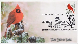18-262, 2018, Vögel im Winter, Bildstempel, Kardinal, FDC - Bild 1 von 1