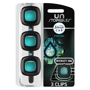 Febreze Unstoppables Geruchsbekämpfung Auto Erfrischer Lüftungsgitter Clip Fresh 3er Pack - Bild 1 von 6