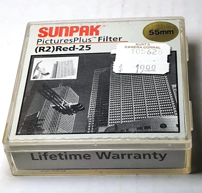 55mm SUNPAK Red #25 Glass Lens Filter 55 mm 25A 25 Black & White Film 55 Japan - Image 1 of 2