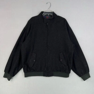 Vintage IZOD Jacket Mens Large Gray Charcoal Wool Full Zip Bomber Coat Preppy - Image 1 of 4