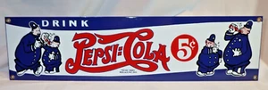 Ande Rooney Porcelain Enamel Metal Advertising Sign DRINK PEPSI Keystone Cops - Picture 1 of 9