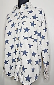 Camicia western Andrew's Blues blu bianca con bottoni e stelle blu taglia S - Foto 1 di 9