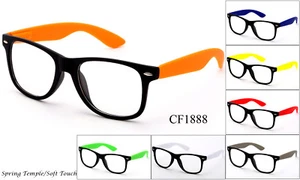 Popular Clear Lens Glasses Party Colorful Retro Nerd Frames Two Tone UV 100% - Picture 1 of 8