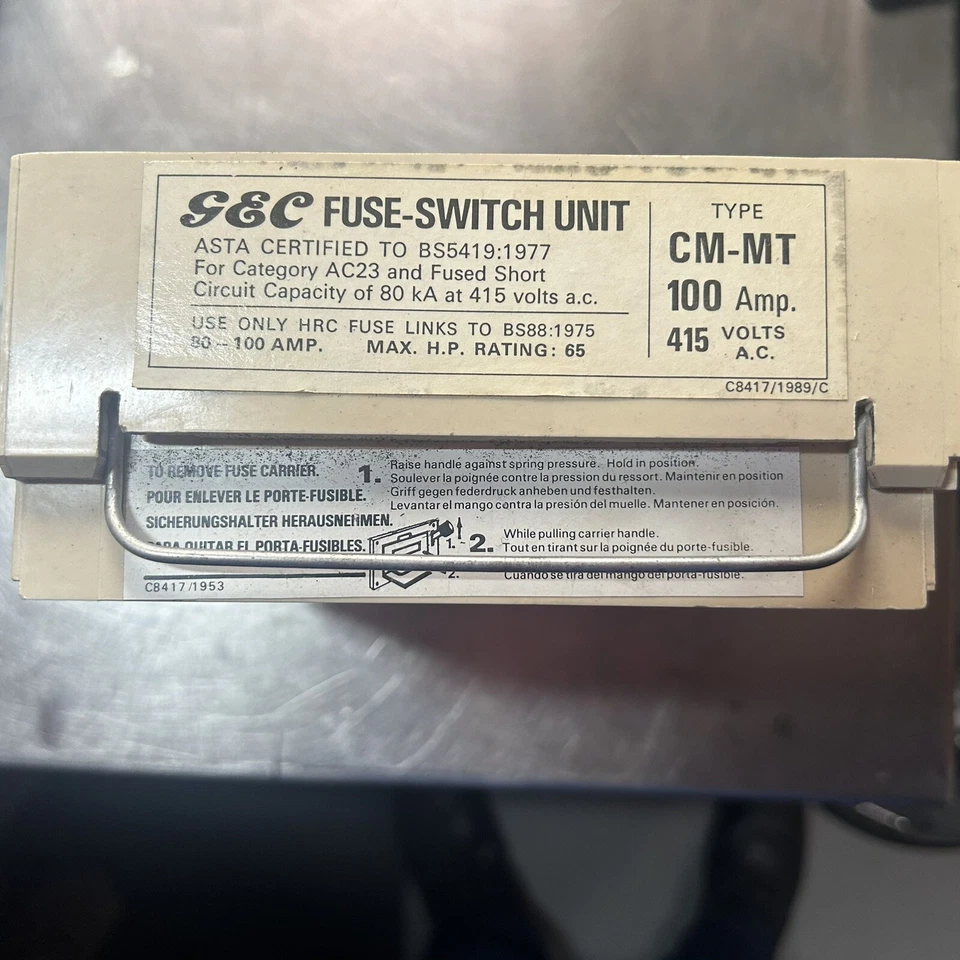 GEC FUSED SWITCH UNIT 100AMP 415v - Image 1 of 2