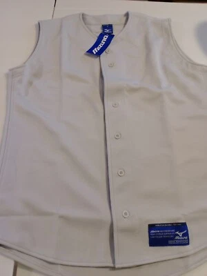 Camiseta deportiva de malla sin mangas de béisbol Mizuno S camisa chaleco abotonada top gris Foto 1 de 4