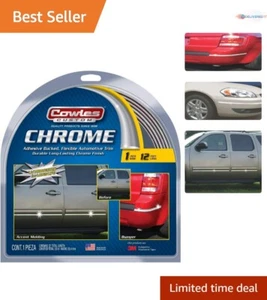 Universal Chrome Body Molding - 1" x 12 ft - Easy Install & Protection - Picture 1 of 9