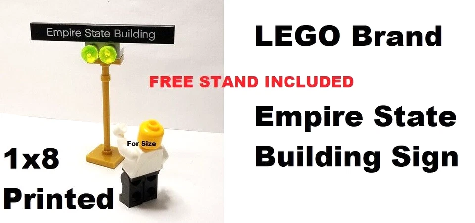 LEGO Empire State Building знак бесплатная стойка желтый драгоценный камень огни золото 1 x 8 напечатано - Изображение 1 из 1